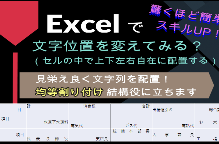 【Excelでセル内の文字位置を自由自在に配置する方法】