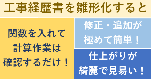 【 Excel 工事経歴書（様式第二号）を雛形に！関数を入れて素早く綺麗に作成 】